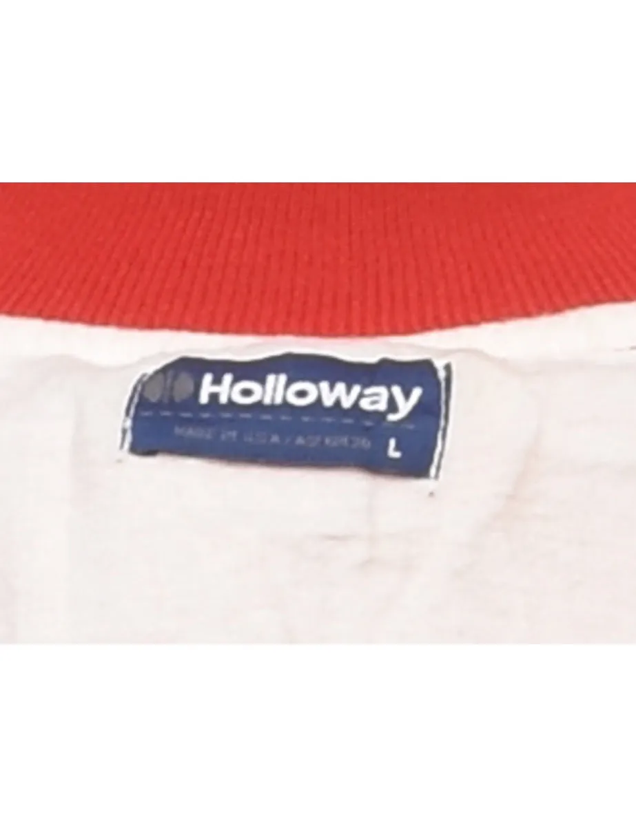 Red & White Zip-Front Bomber Jacket - L