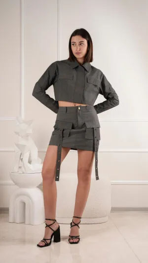 Trendy cargo mini skirt with adjustable strap details wholesale